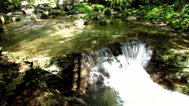 Waterfall with pool - pan right