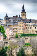 Fototapeta na wymiar Buildings on a Hill in Luxembourg City