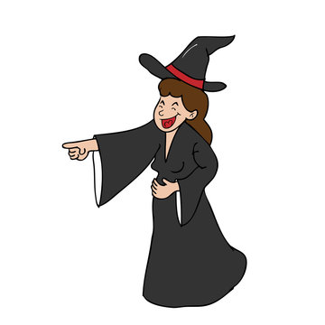Witch laughing pointing cartoon