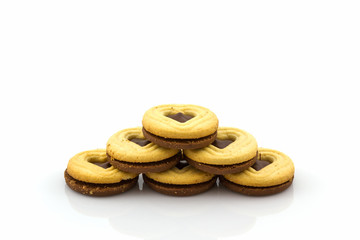 Group of Biscuit Cookie on white background.