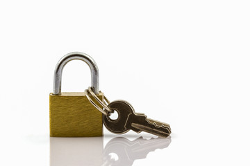 Close up key and lock.