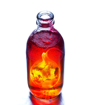 Earth burning in the bottle and red water boil