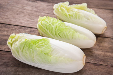 Chinese cabbage on wooden table