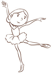 A plain drawing of a ballerina