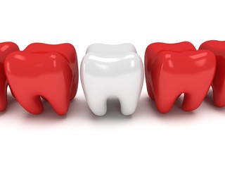 Healthy tooth in row of aching teeth