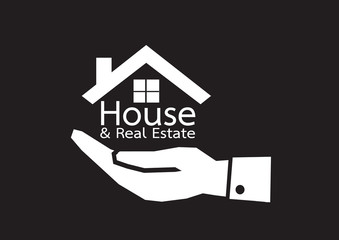 Fototapeta na wymiar Hand and Home icon Real estate concept