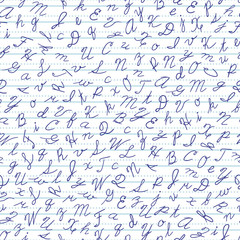 Seamless pattern with English cursive letters. - 71389412