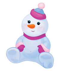 Vector cute baby snowman cartoon isolated.