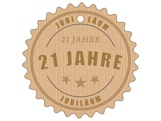 je21 JubiläumsEtikett 21 - vintagedesign - 21 Jahre - g1921