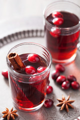 mulled wine with cranberry and spices