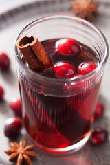 mulled wine with cranberry and spices