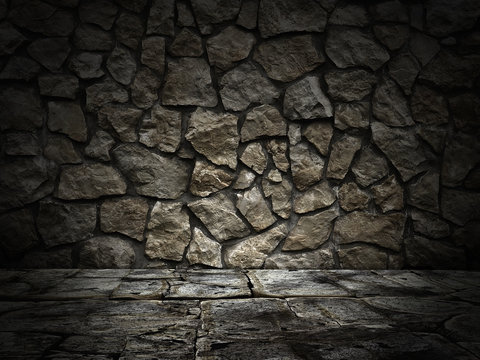 stone wall and floor. lighting effect