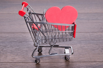 Heart in shopping cart