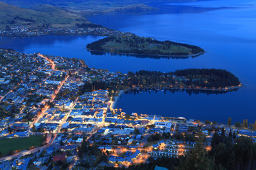 Queenstown cityscape at dusk
