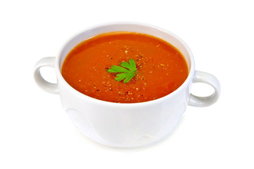 Soup tomato in white bowl