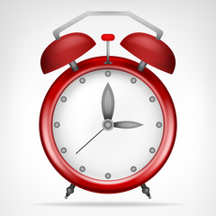 red clock with running time object