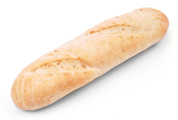 Loaf of french bread isolated on white background