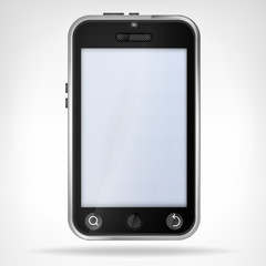 black smart phone front view empty display