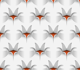 Fototapeta na wymiar 3D Seamless Paper Flower Pattern, Vector Illustration.