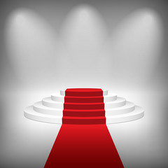 Staircase with Red Carpet, Vector Illustration.