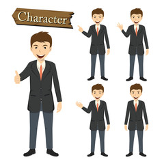 Businessman character set vector illustration