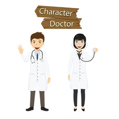 Fototapeta premium Doctor character set vector illustration