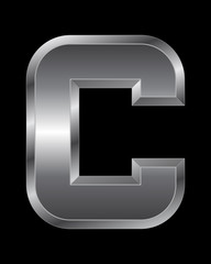 rectangular beveled metal font - letter C