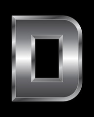 rectangular beveled metal font - letter D