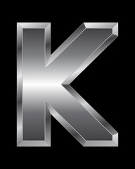 rectangular beveled metal font - letter K