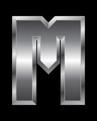 rectangular beveled metal font - letter M