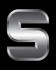 rectangular beveled metal font - letter S