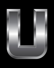 rectangular beveled metal font - letter U