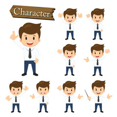 Businessman character set vector illustration