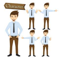 Businessman character set vector illustration
