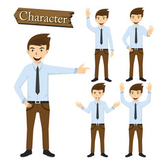 Businessman character set vector illustration
