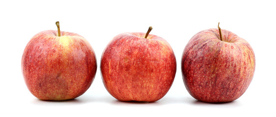 red apples over white background.