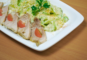 chicken fillet with stewed zucchini