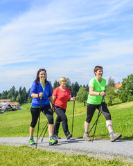 gutgelaunt beim Nordic Walking