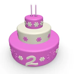 Foto auf Acrylglas Verjaardags taart voor meisje twee jaar oud © emieldelange