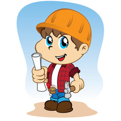 Person child profession contractor, mason or architect