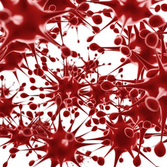 Red virus cells 3D render.