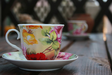 Tea cup on the table