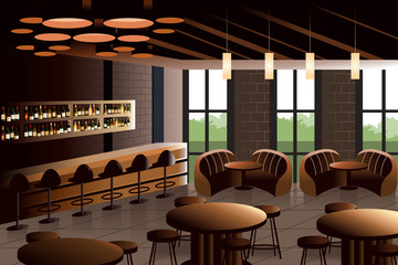 Restaurant interior with industrial look