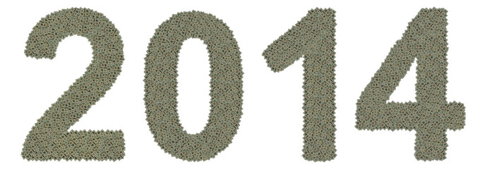 number 2014 made of old and dirty microprocessors