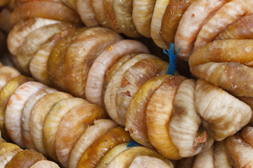 A bunch of dried figs closeup horizontal