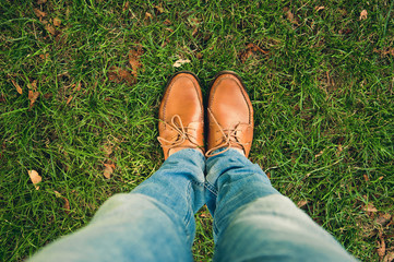 shoes on the green grass