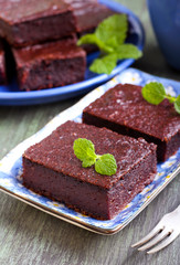 Chocolate and pumpkin brownie slices