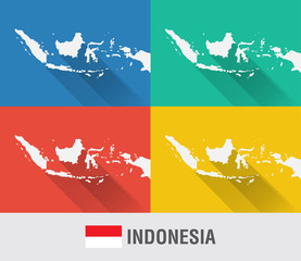 Obraz na płótnie Canvas Indonesia world map in flat style with 4 colors.