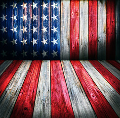 USA style background - empty wooden room for display montages