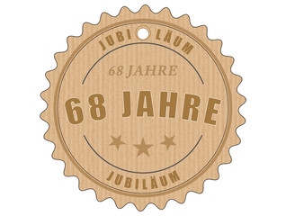 je68 JubiläumsEtikett 68 - vintagedesign - 68 Jahre - g1968